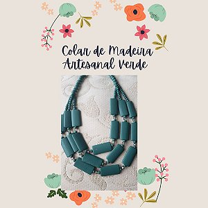 Colar Madeira Artesanal Verde