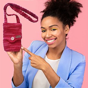 Bolsa para celular e cartão - tira color- produto artesanal -crochê
