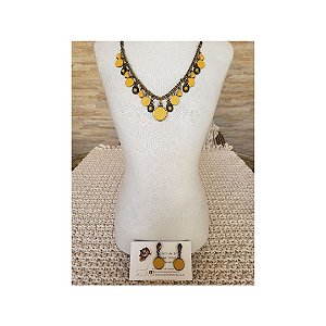 Conjunto Colar e Brincos - Amarelo - Modelo Safire