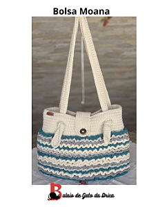 Bolsa femina de ombro, modelo Moana, Alças ajustáveis, bolsa de crochê, fechamento com botão