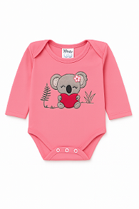 Body Manga Longa Coala Rosa Xinenem