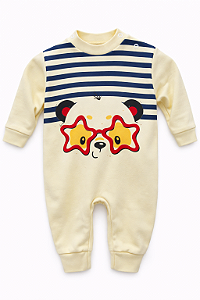 Macacão Algodão Ursinho de Óculos Xinenem