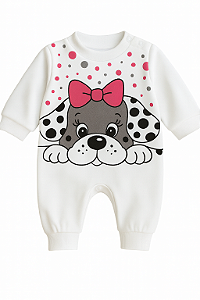 Macacão Algodão Cachorrinho Branco Xinenem