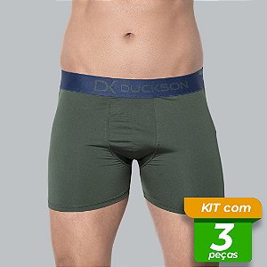 Cueca Boxer Microfibra Lisa Kit com 3 Peças