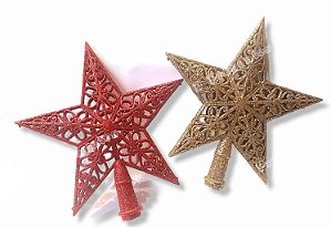 Estrela Ponteira Glitter Para Decoração Arvore de Natal 20cm