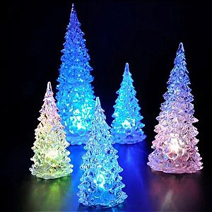 Árvore De Natal Mini Luz Led Colorido Acrílico Baterias 2Uni