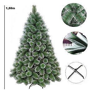 Árvore Nevada Pinheiro De Natal 1,50m Modelo Luxo 260 Galhos
