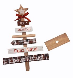 Enfeite Arvore Natal Com Frases De Madeira Decoração De Mesa