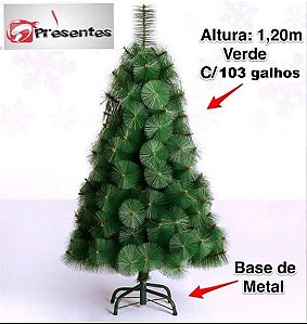 Árvore De Natal Pinheiro Luxo Verde 1,20m C/ 103 Galhos