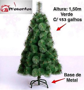 Árvore De Natal Pinheiro Luxo Verde 1,50m C/ 153 Galhos