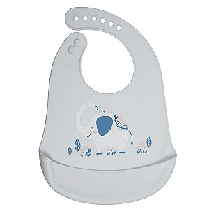 Babador de Silicone com Bolso Bichos Elefante - Kababy