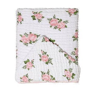 Toalha de Banho Soft Bamboo Mami com Capuz Rosas - Papi Baby