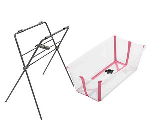 Banheira Dobrável Flexi Bath com Suporte de Elevação Rosa - Stokke