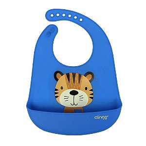 Babador de Silicone com Bolso Coletor Tigre - Clingo