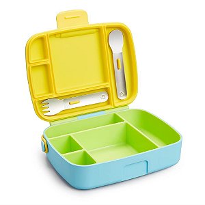 Lancheira Bento Box com Talheres Amarelo/Verde/Azul - Munchkin