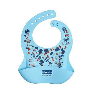 Babador de Silicone com Bolso Coletor Yummy! Azul - Fisher Price