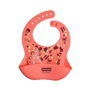 Babador de Silicone com Bolso Coletor Yummy! Coral - Fisher Price