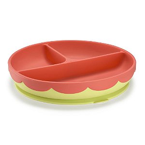 Prato de Silicone com Divisórias e Ventosa Yummy! Coral - Fisher Price