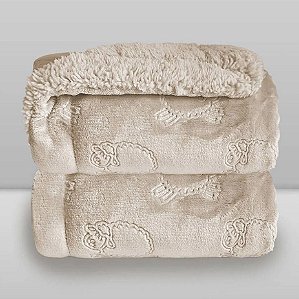 Cobertor Bebê Plush com Sherpa Ferrete 0,90 x 1,10 Bege