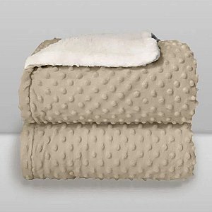 Cobertor Bebê Plush com Sherpa Dots 0,90 x 1,10 Bege