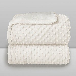 Cobertor Bebê Plush com Sherpa Dots 0,90 x 1,10 Branco