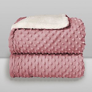 Cobertor Bebê Plush com Sherpa Dots 0,90 x 1,10 Rosa
