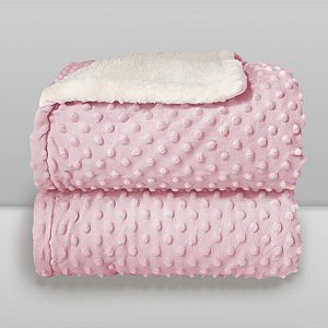 Cobertor Bebê Plush com Sherpa Dots 0,90 x 1,10 Rosa Bebê