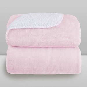Cobertor Bebê Microfibra Plush com Sherpa 0,90 x 1,10 Rosa
