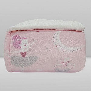 Cobertor Infantil Plush Print com Sherpa 1,27 x 1,52 Bailarina Rosa