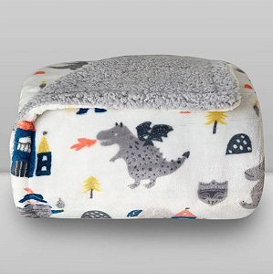 Cobertor Infantil Plush Print com Sherpa 1,27 x 1,52 Cavaleiro Branco