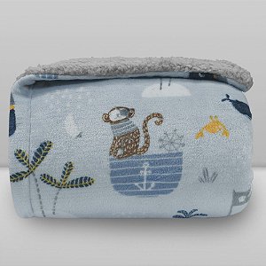 Cobertor Infantil Plush Print com Sherpa 1,27 x 1,52 Pirata Azul