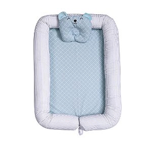Ninho Redutor de Berço com Travesseiro Losango Azul - Papi Baby