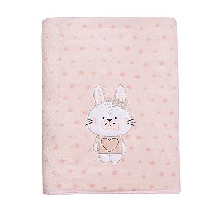 Cobertor Bordado de Microfibra Friends 1,10m x 90cm Coelhinha - Papi Baby