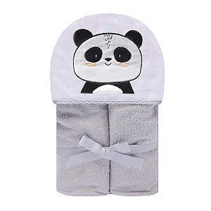 Toalha de Banho Felp. Forrada com Capuz Bordado 90 x 70cm Friends Panda Ben - Papi Baby