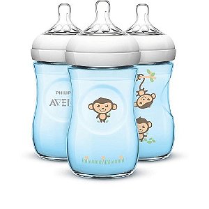 Kit Mamadeira Avent Pétala Anti-Cólica 260ml 1+ Meses 03 unidades Macaco - Philips Avent