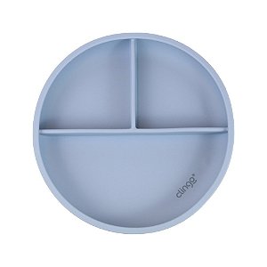 Prato de Silicone com Divisórias e Ventosa Azul - Clingo