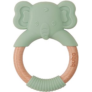 Mordedor em Silicone e Bambu Elefante Verde - Buba