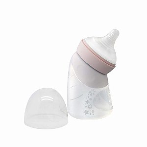 Mamadeira Angulada em Silicone 120ml Rosa - Marcus & Marcus