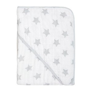 Toalha de Banho Soft com Capuz 80x80cm Star Cinza - Papi Baby