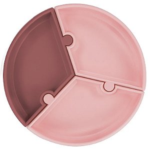 Prato de Silicone e Sucção Puzzle Rosa/Rose - Minikoioi