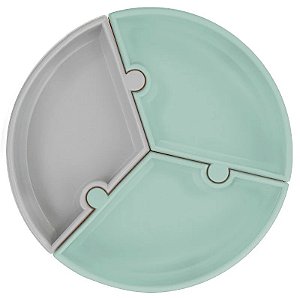 Prato de Silicone e Sucção Puzzle Verde/Cinza - Minikoioi