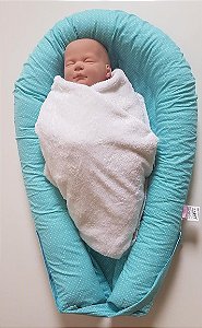 Ninho U-Baby Redutor de Berço Azul com Poá - Colo de Mãe