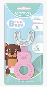 Escova de Dente Infantil Formato de U 360º Fun Baby Rosa - Powerdent
