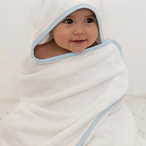Toalha de Banho com Capuz Comfort Power Sec Azul - Laço Bebê