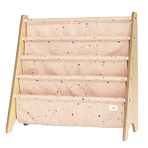 Rack para Livros Material Reciclado Terrazzo Rosa 3 Sprouts