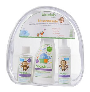 Kit Necessaire Higienizador (Spray Higienizador para Mãos sem Álcool + Refil Higienizador + Spray para Limpeza de Azulejos e Banheiras) - Bioclub Baby