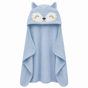 Toalha de Banho com Capuz Comfort Power Sec Raposa Azul - Laço Bebê