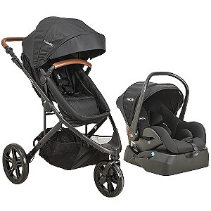 Carrinho de Bebê Trek Com Bebê Conforto E Base Preto - Kiddo