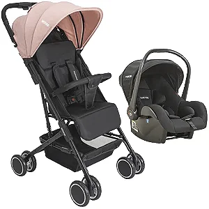 Carrinho de Bebê Mascote + Bebe Conforto Melange Rosa Whoop Kiddo