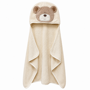 Toalha de Banho com Capuz Comfort Power Sec Urso Bege - Laço Bebê